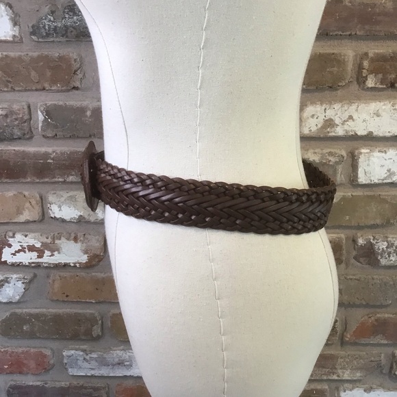 EDDIE BAUER Women’s Braided Woven Dark Brown Leather Belt M main image 2